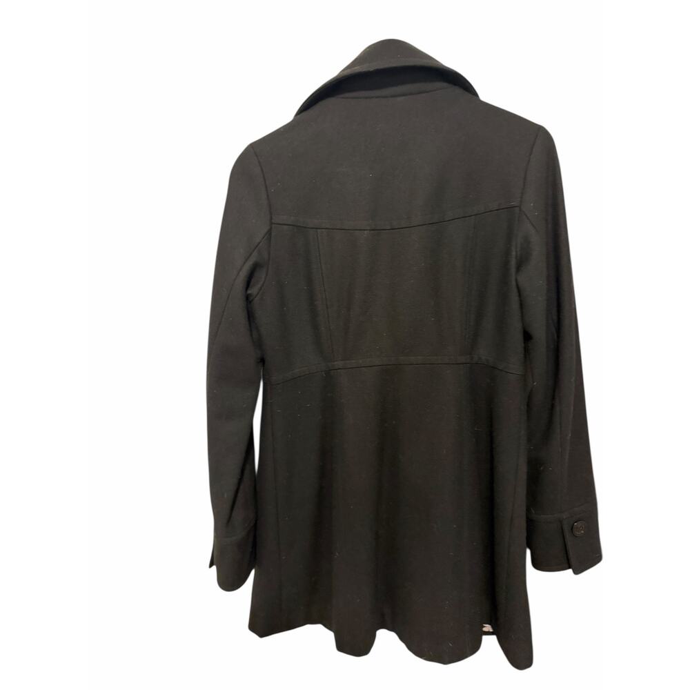 Anthropologie Tulle Womens Medium Black Wool Longline Long Sleeve Button Peacoat - Picture 6 of 10